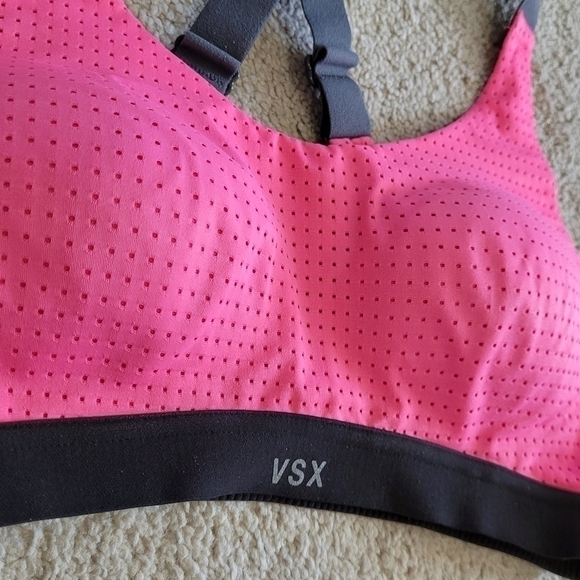 Victorias Secret Sport VSX 32A hot pink crisscross back padded sports bra - Picture 3 of 9